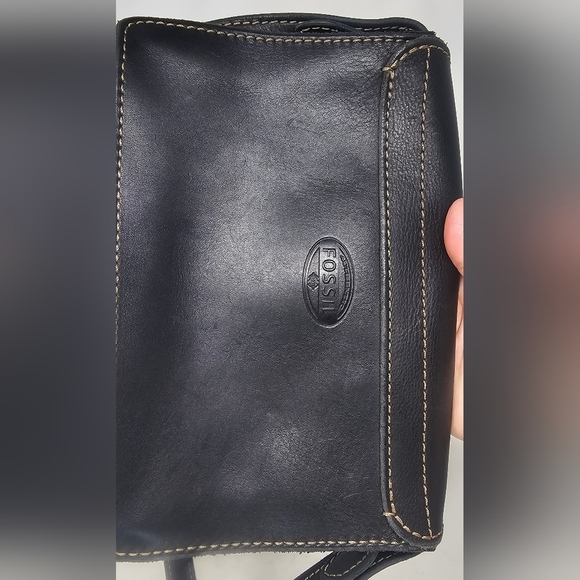 Fossil Austin Black Leather Flap Saddle Turn Lock Shoulder Bag Purse - Picture 3 of 16